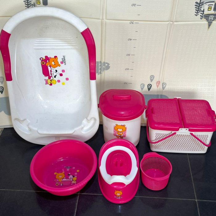 PINK 6PCS BABY BATH SET