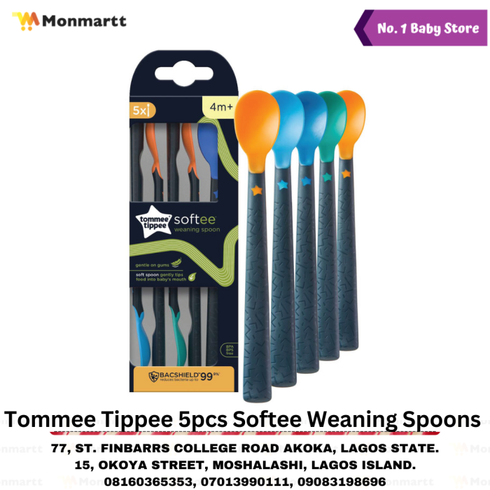TOMMEE TIPPEE 5PCS SOFTEE WEANING SPOON