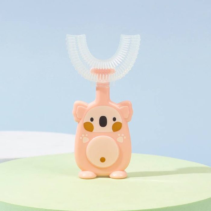 KOALA U-SHAPE CHILDRENS SILICONE TOOTHBRUSH - PINK